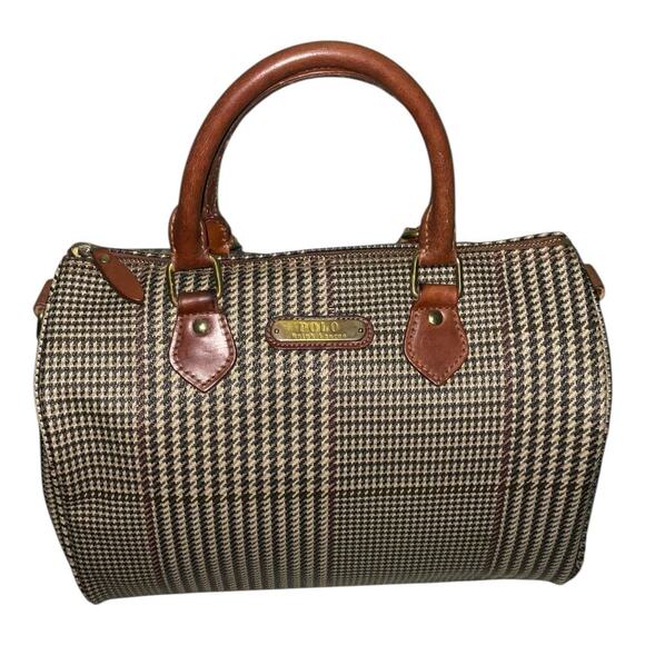 Polo by Ralph Lauren Handbags - Polo Ralph Lauren Vintage Boston Duffel Top Handle Houndstooth Travel Bag